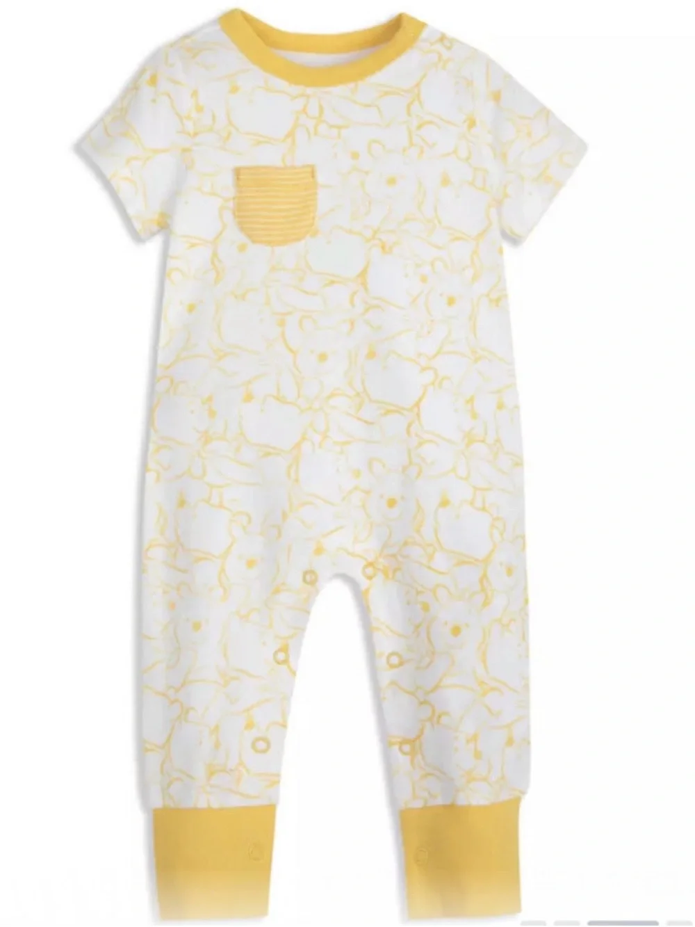 Disney Baby Pooh Romper 0-3 mos White with Yellow